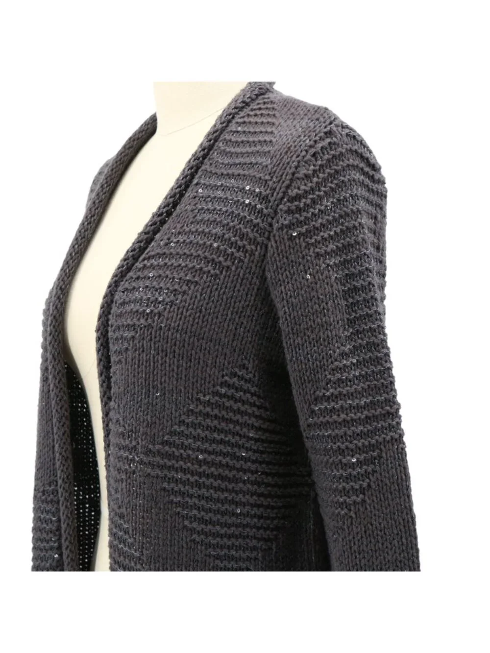 NWT Calypso St. Barth Open Front Metallic Sequin Gray Knit Cardigan Sweater XS